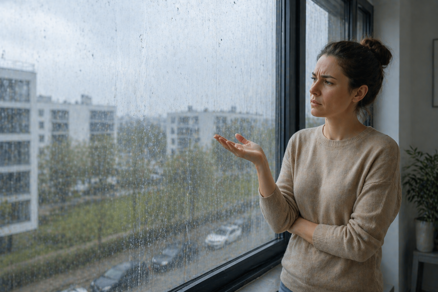 Schmutziges Fenster vor der Reinigung